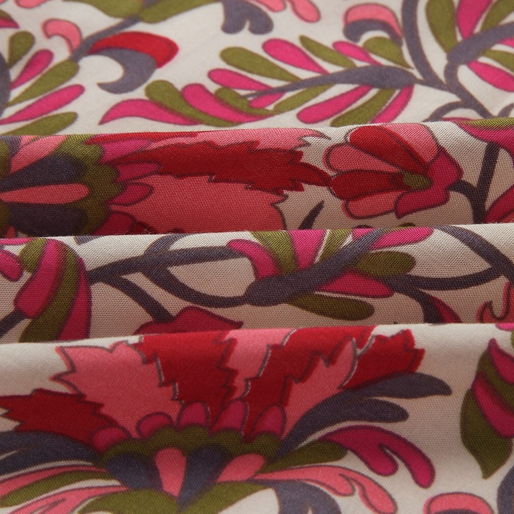 Boho Gypsy Floral Print High Low Maxi Skirt (Red) - Picture 7 of 7
